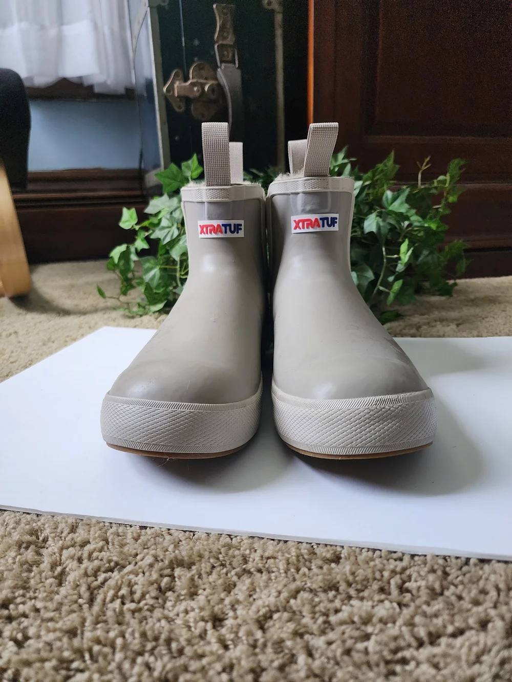 Xtratuf Taupe Chelsea Waterproof Rain Boots with Faux Fur Lining